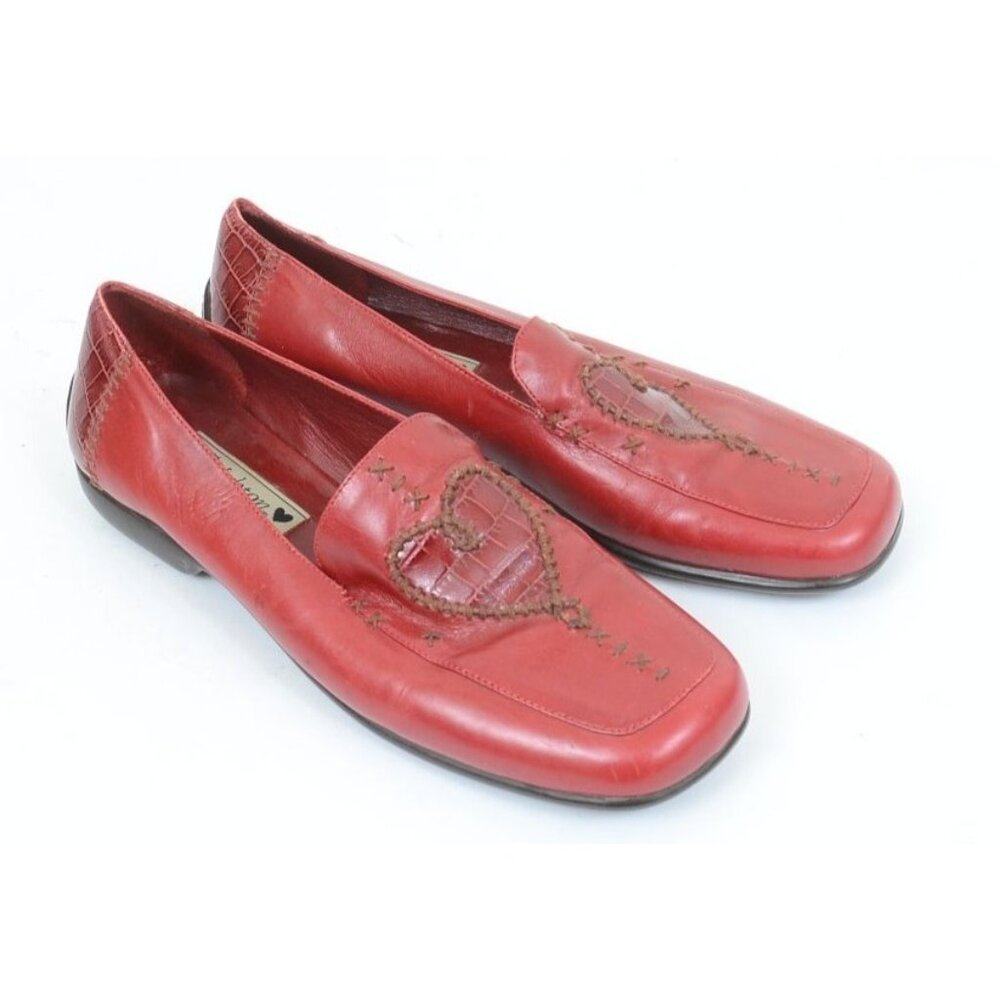 Brighton Red Leather Patchwork Hearts Driving Loa… - image 4